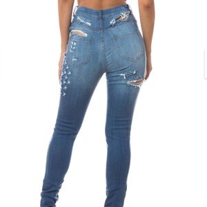 Aphrodite Leg/back Destroyed Distressed Blue Women's Jeans